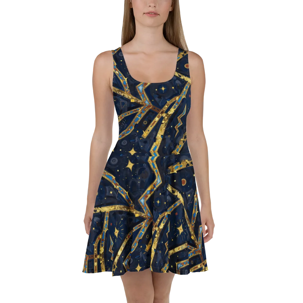 Astral Gilded Circuit on Skater Dress — Front