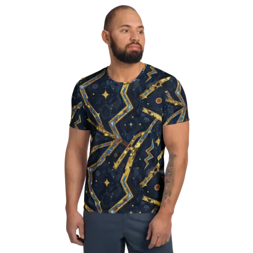 Astral Gilded Circuit on a Men's Athletic T-Shirt