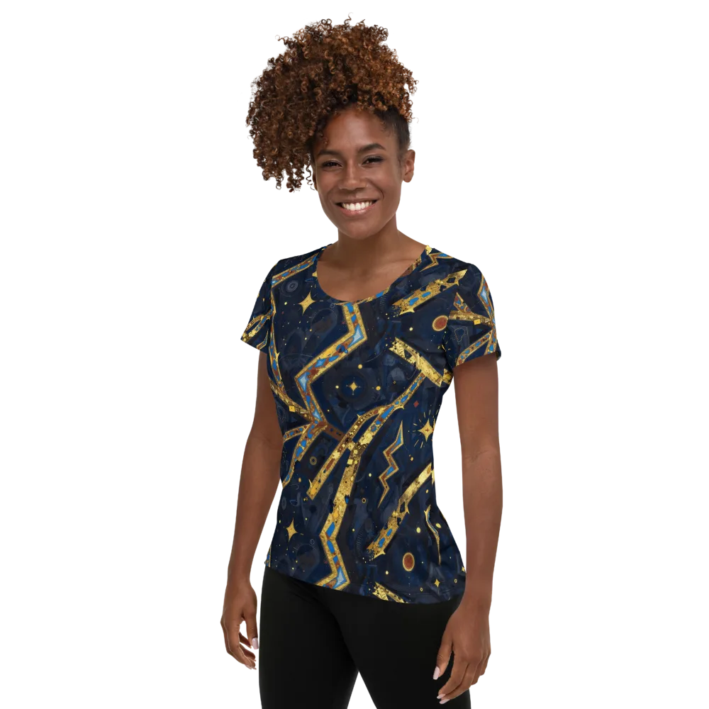 Astral Gilded Circuit on Women's Athletic T-Shirt — Left