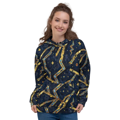Astral Gilded Circuit on a Hoodie