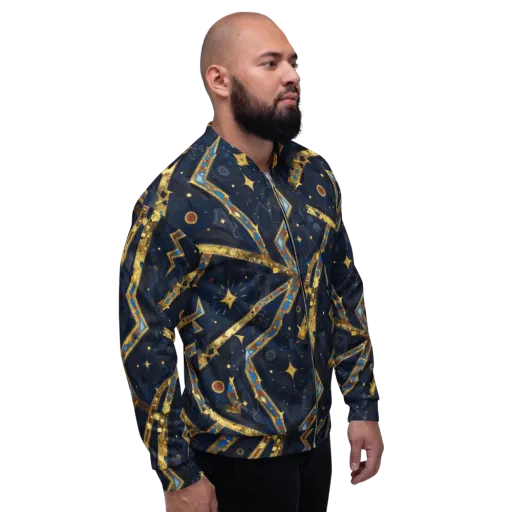 Astral Gilded Circuit on a Bomber Jacket