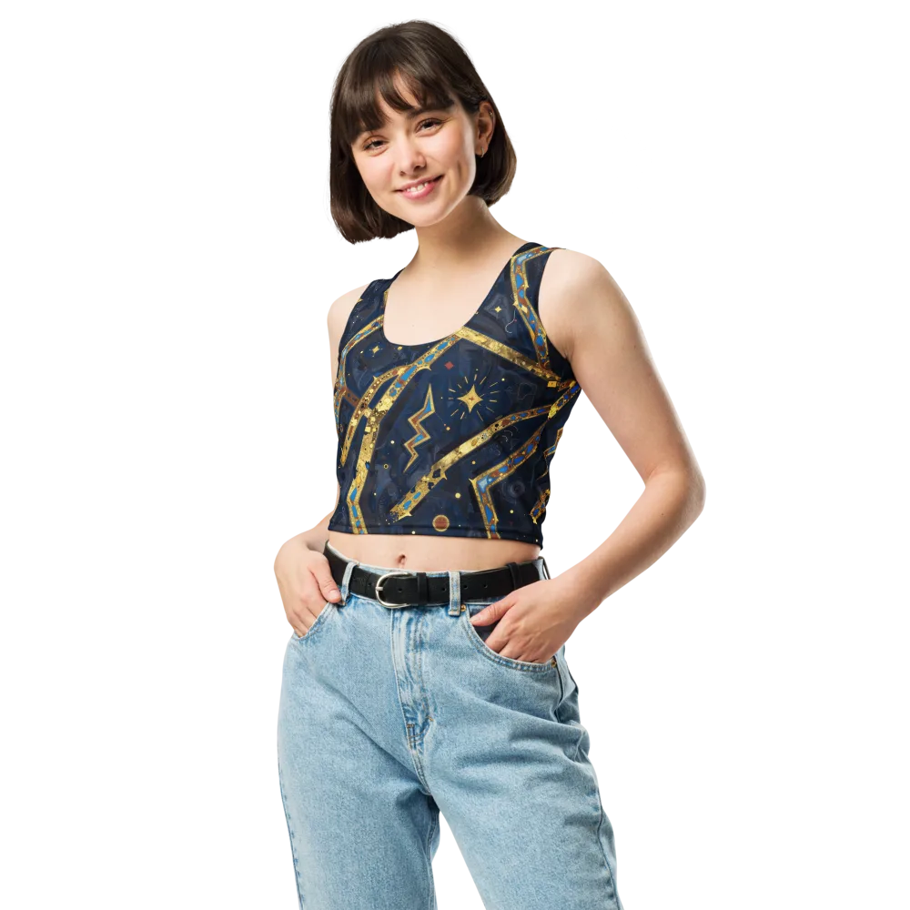 Astral Gilded Circuit on Crop Top — Front