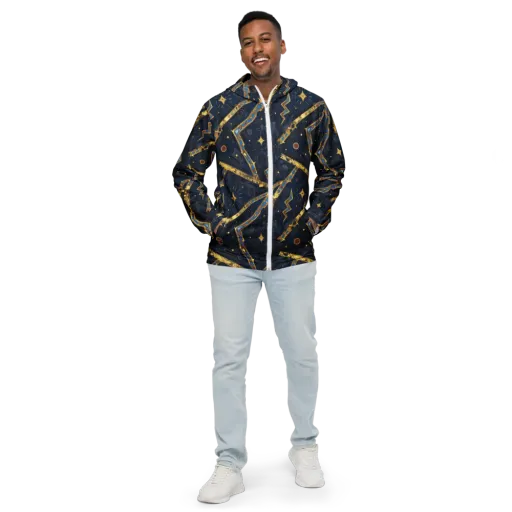 Astral Gilded Circuit on a Men's Windbreaker