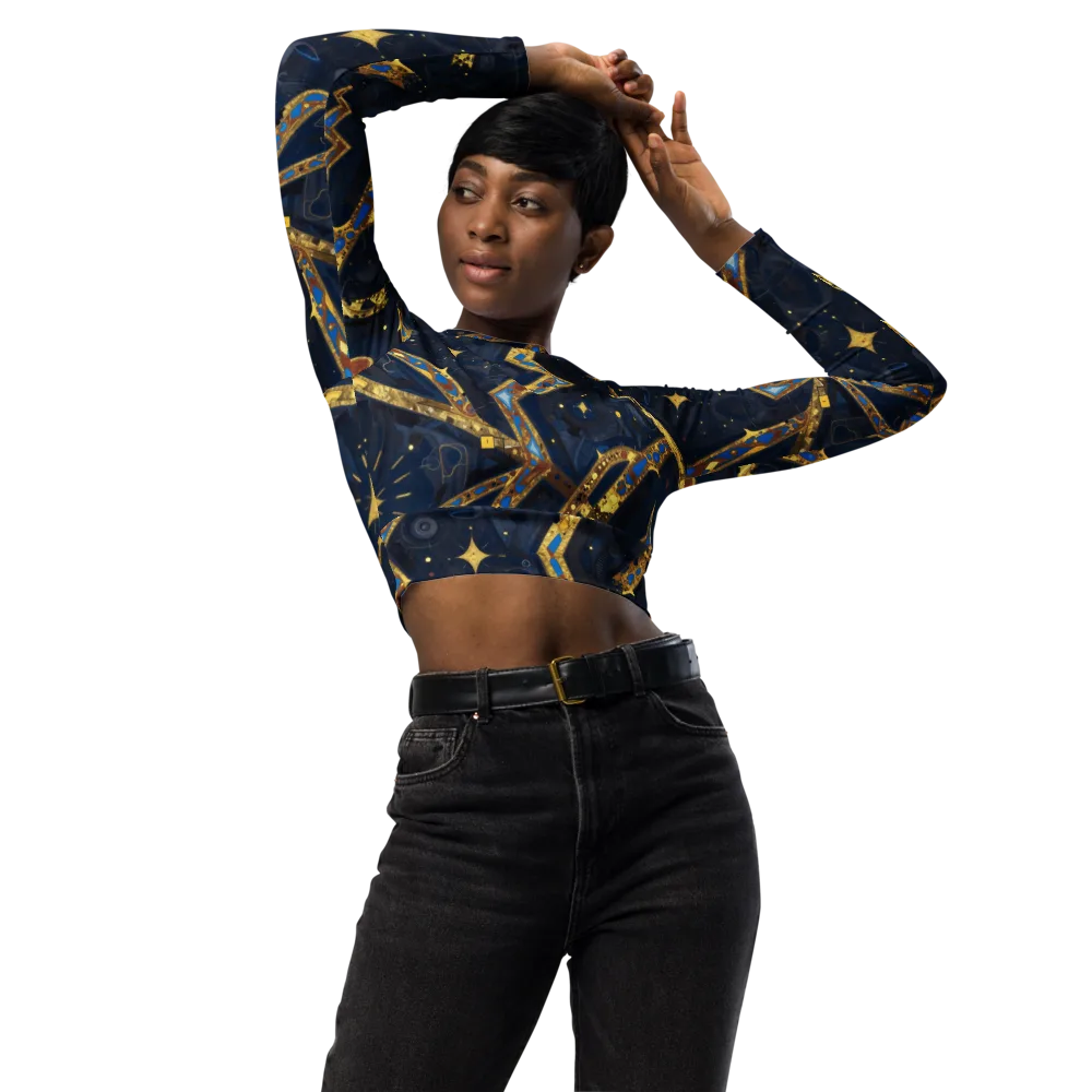 Astral Gilded Circuit on Long Sleeve Crop Top — Front