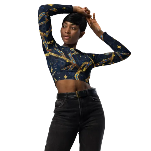 Astral Gilded Circuit on a Long Sleeve Crop Top