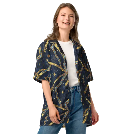 Astral Gilded Circuit on a Button Shirt