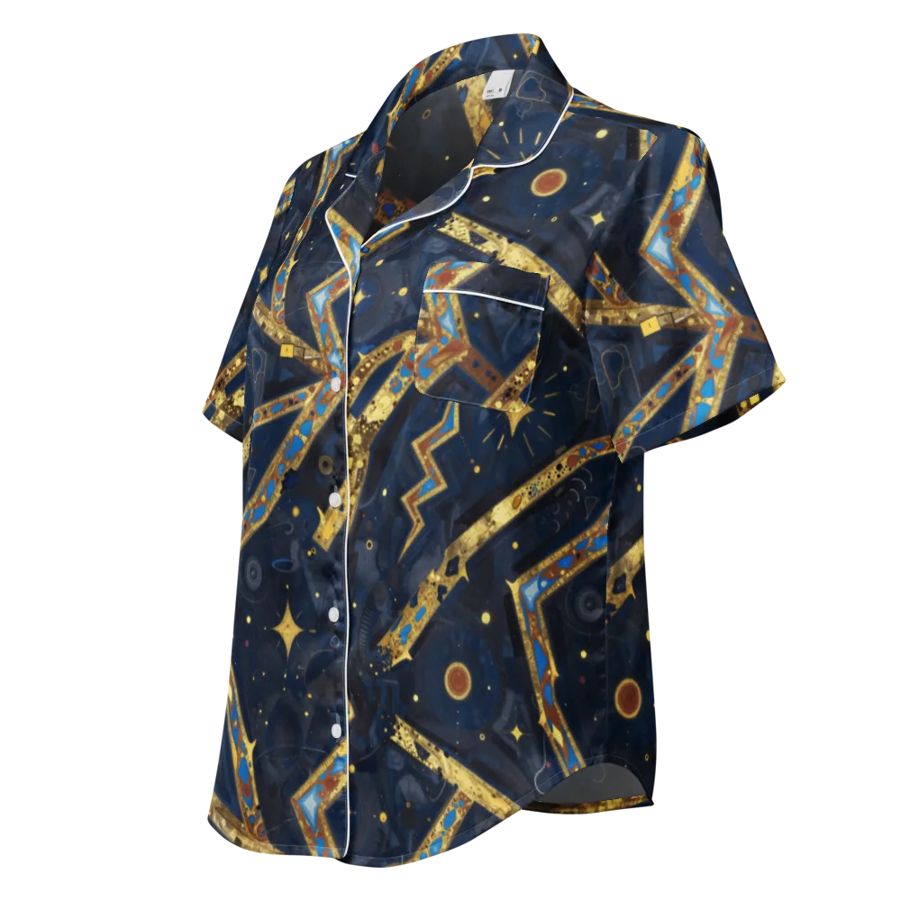 Astral Gilded Circuit on Women's Short Sleeve Pajama Top — Left Front