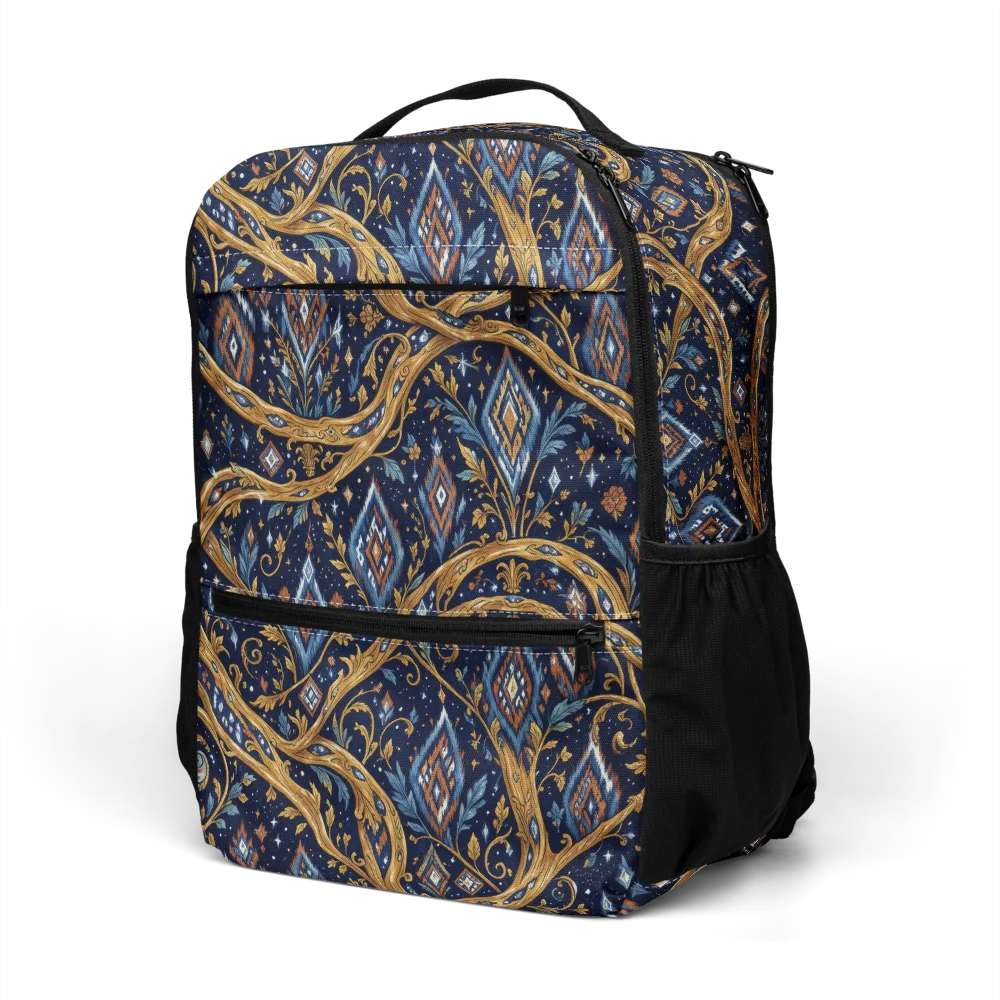 Midnight Gilded Vine on Utility Backpack — Left Front