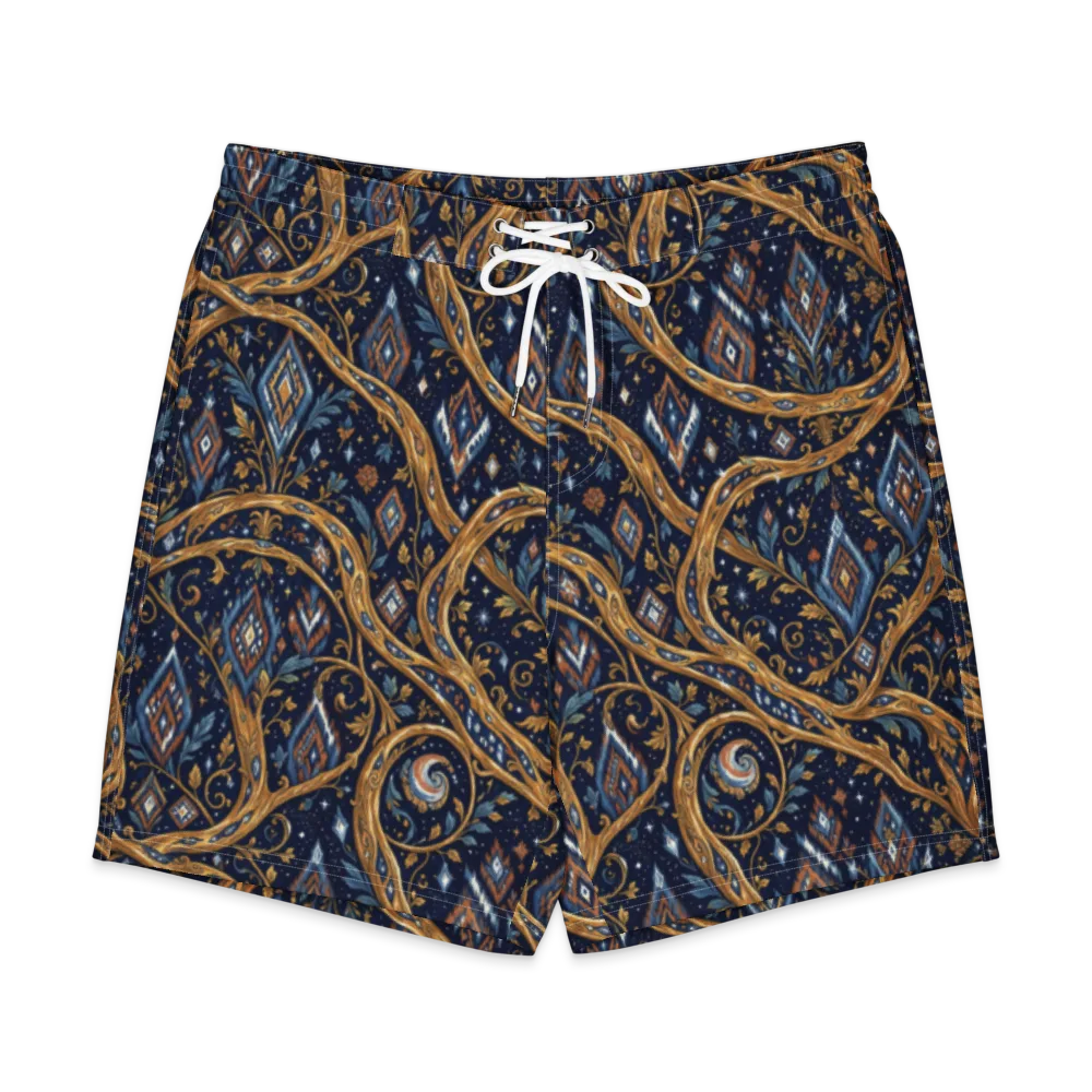 Midnight Gilded Vine on Men's Board Shorts — Front