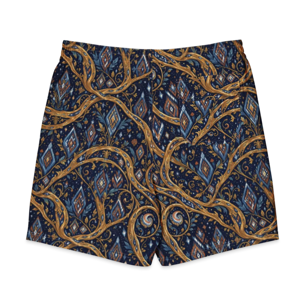 Midnight Gilded Vine on Men's Board Shorts — Back