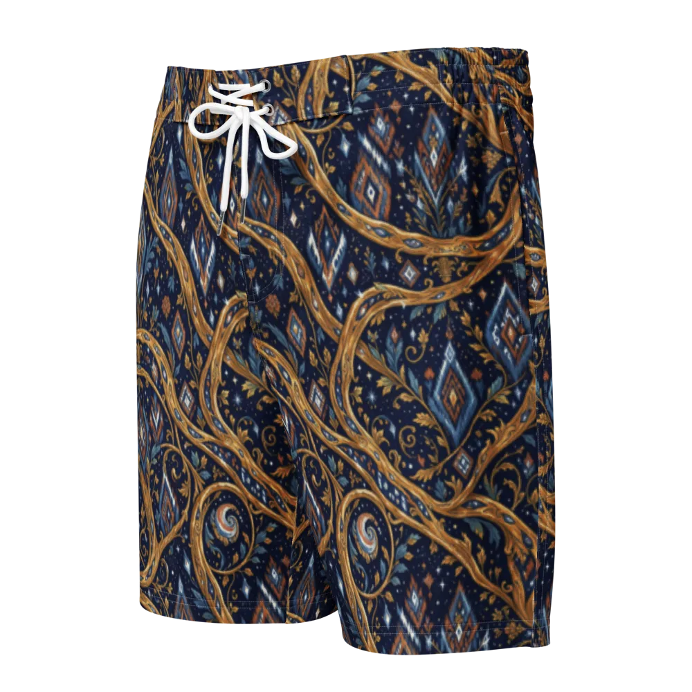 Midnight Gilded Vine on Men's Board Shorts — Front