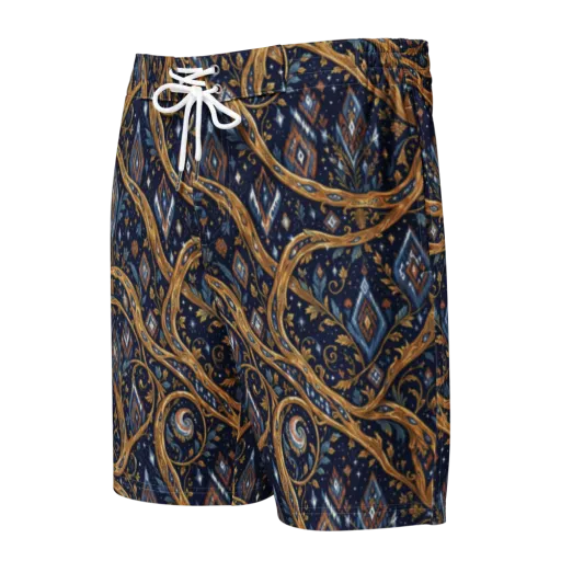 Midnight Gilded Vine on a Men's Board Shorts