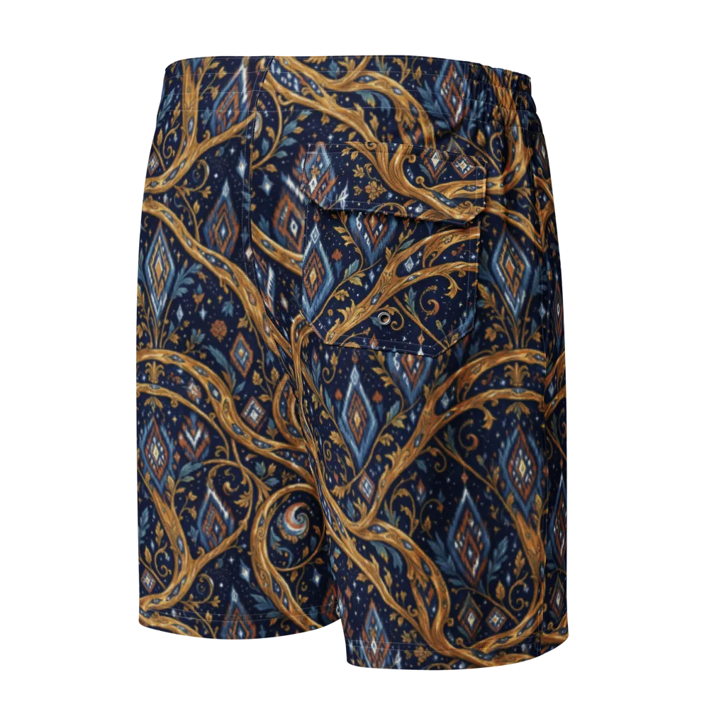 Midnight Gilded Vine on Men's Board Shorts — Back