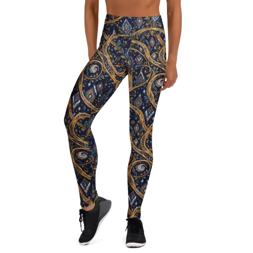 Midnight Gilded Vine on a Yoga Leggings