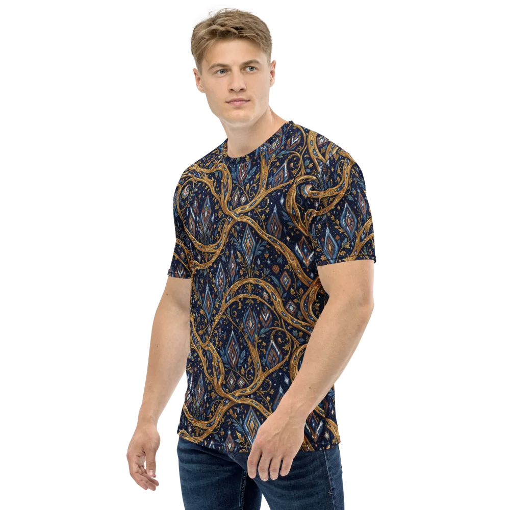 Midnight Gilded Vine on Men's Crew Neck T-Shirt — Left