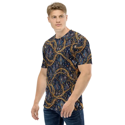 Midnight Gilded Vine on a Men's Crew Neck T-Shirt