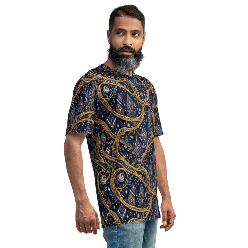Midnight Gilded Vine on Men's Crew Neck T-Shirt — Right