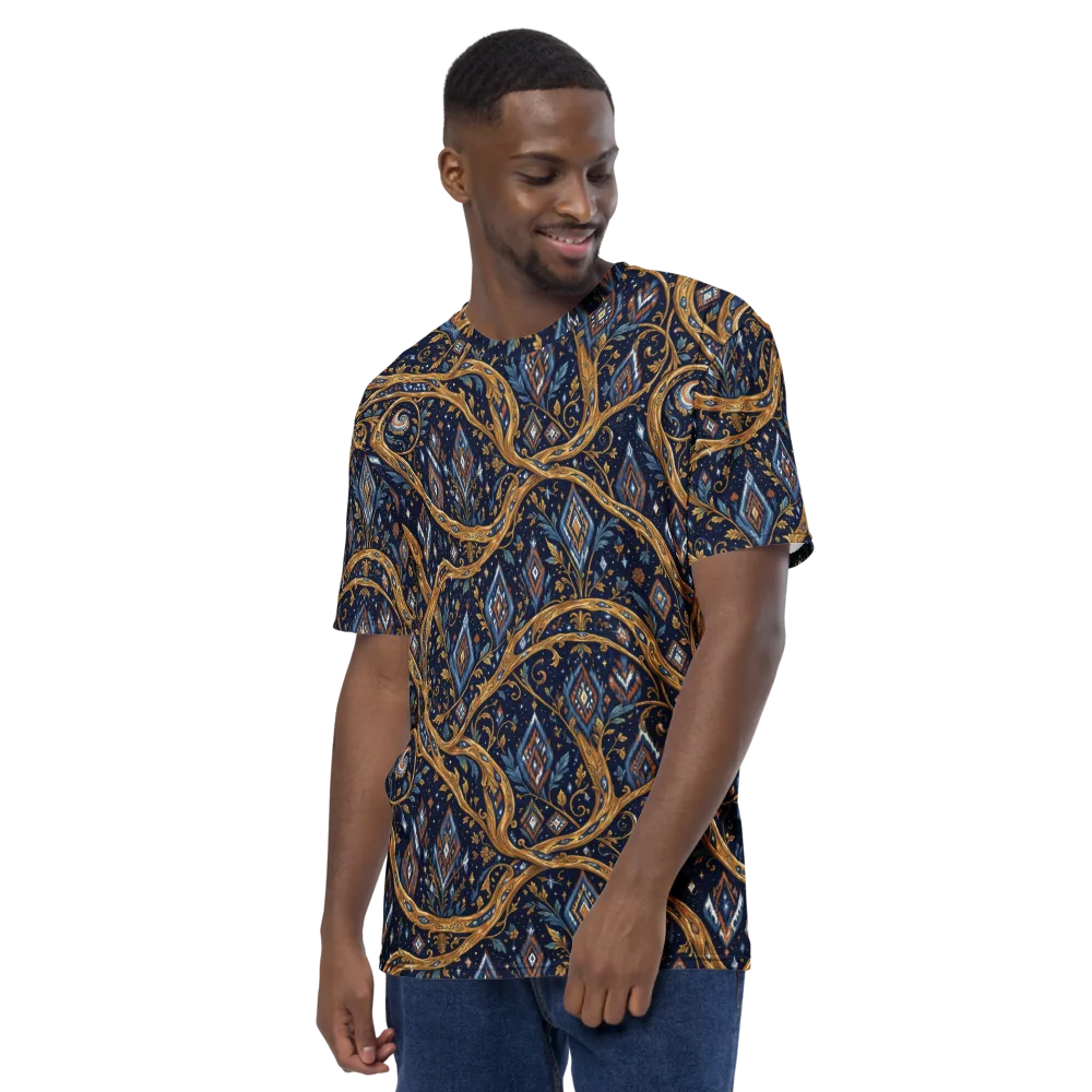 Midnight Gilded Vine on Men's Crew Neck T-Shirt — Left