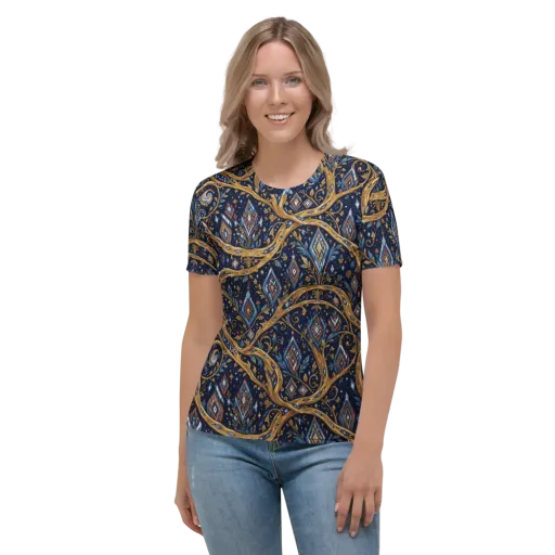 Midnight Gilded Vine on a Women's Crew Neck T-Shirt