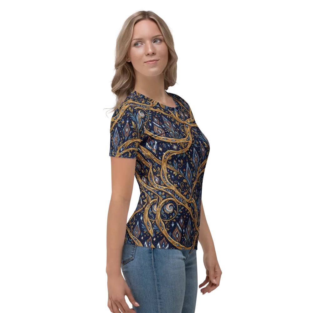 Midnight Gilded Vine on Women's Crew Neck T-Shirt — Right
