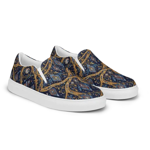 Midnight Gilded Vine on a Men's Slip-On Canvas Shoes