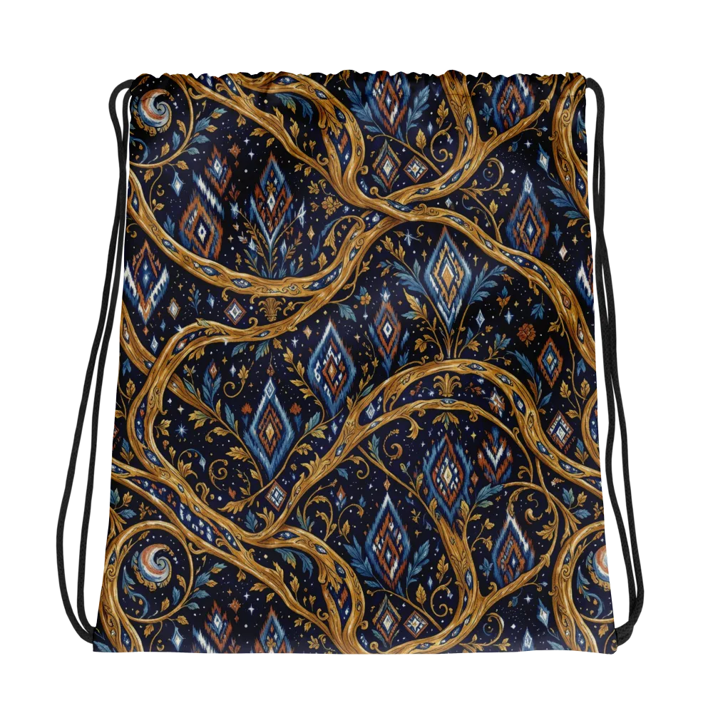 Midnight Gilded Vine on Drawstring Bag — Photo
