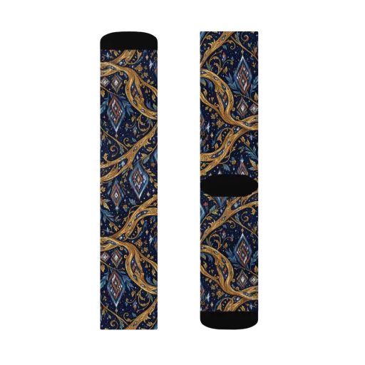 Midnight Gilded Vine on a Socks