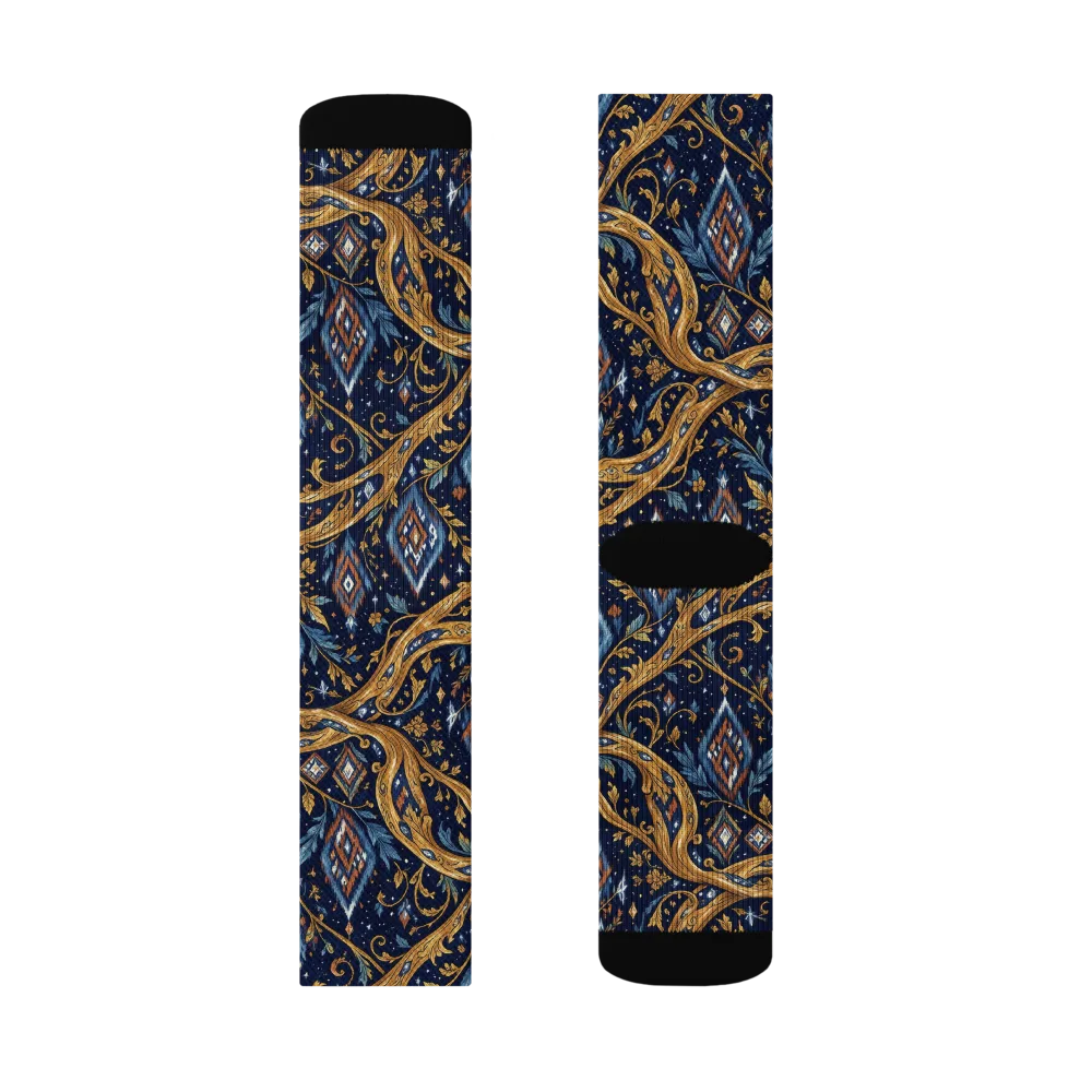 Midnight Gilded Vine on Socks — Right Sock