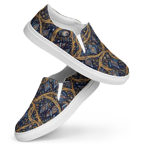 Midnight Gilded Vine on a Women's Slip-On Canvas Shoes