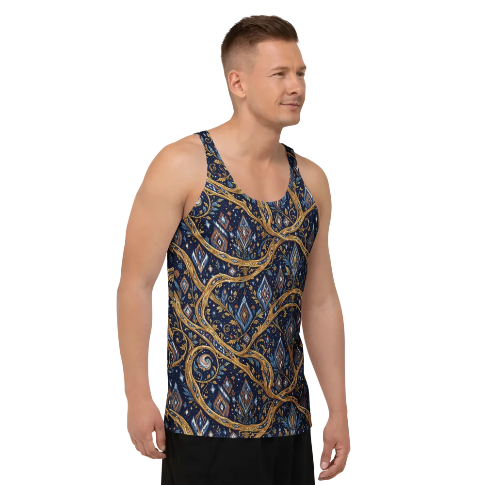 Midnight Gilded Vine on Men's Tank Top — Right Front