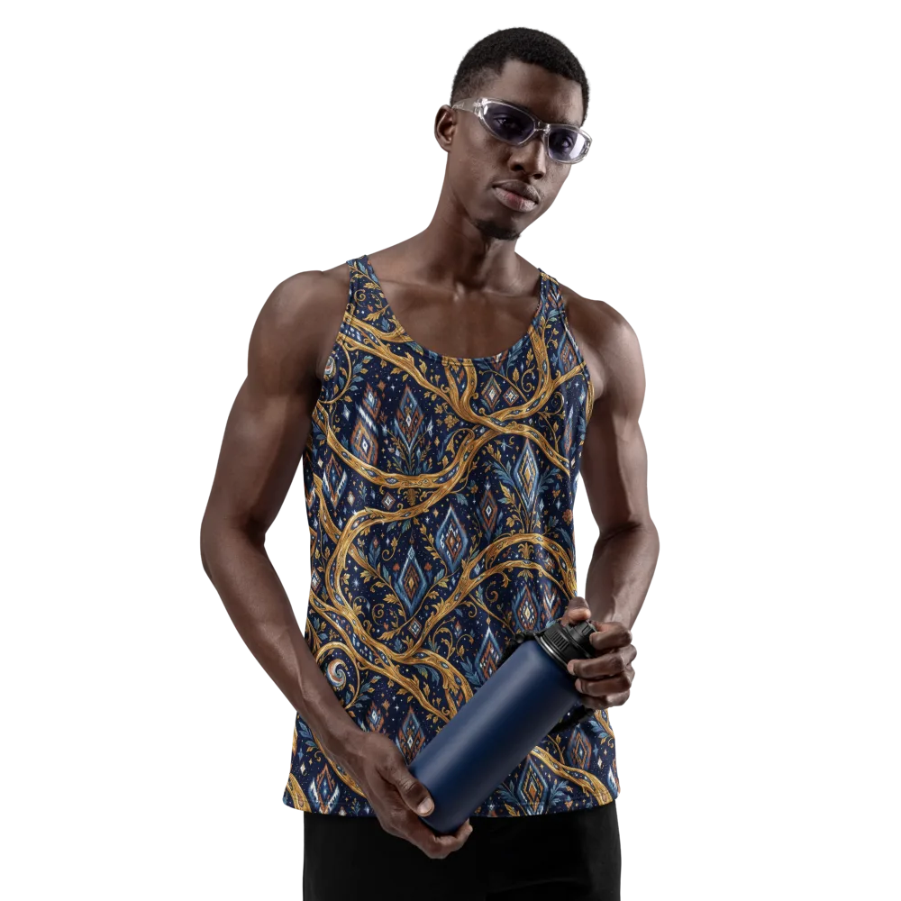 Midnight Gilded Vine on Men's Tank Top — Front