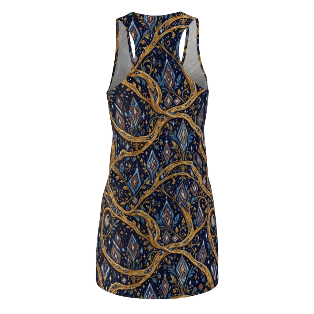Midnight Gilded Vine on Racerback Dress — Back