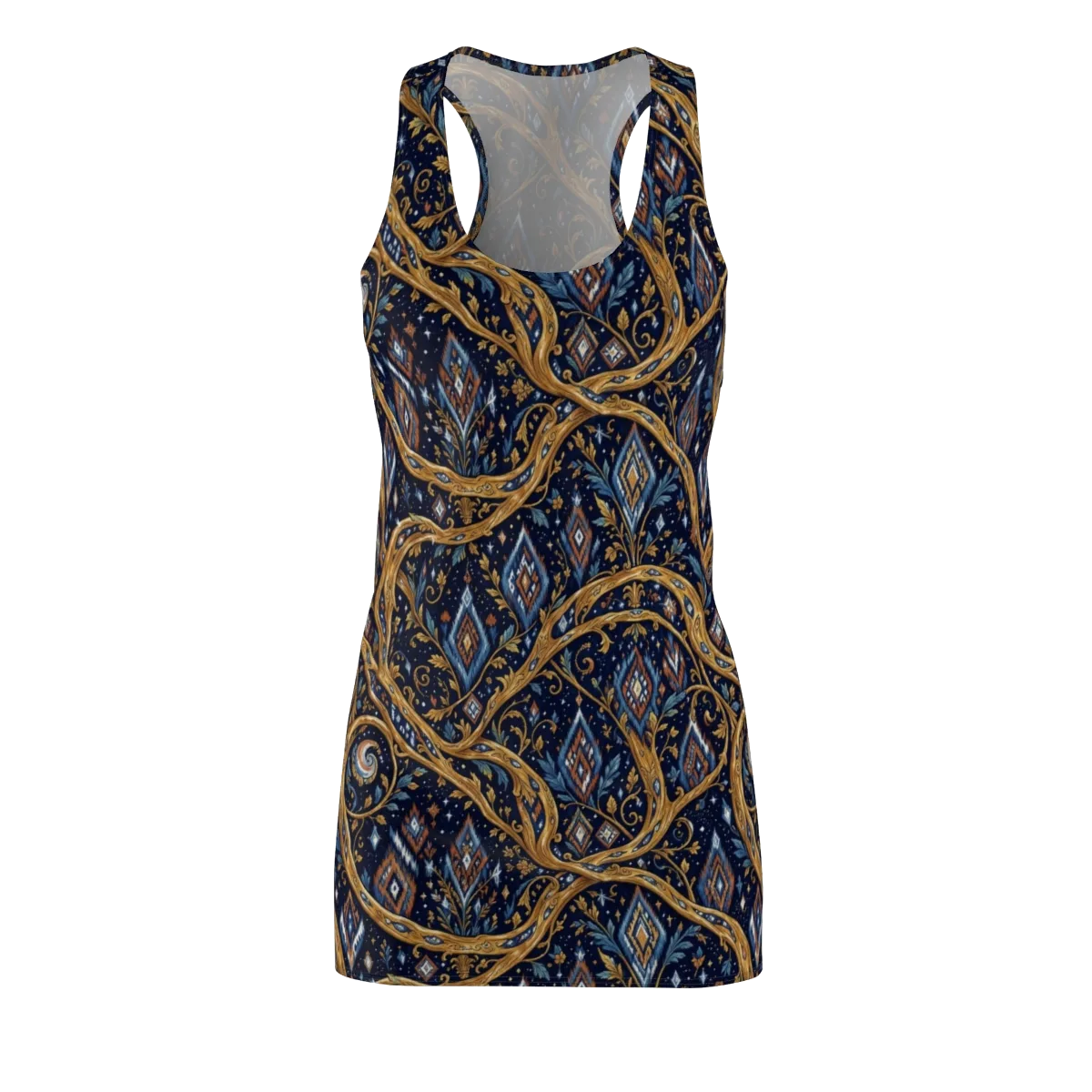 Midnight Gilded Vine on Racerback Dress — Front