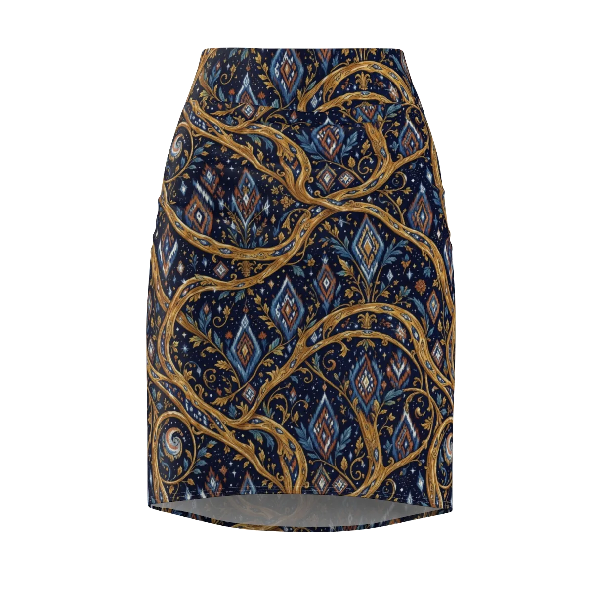 Midnight Gilded Vine on Pencil Skirt — Front