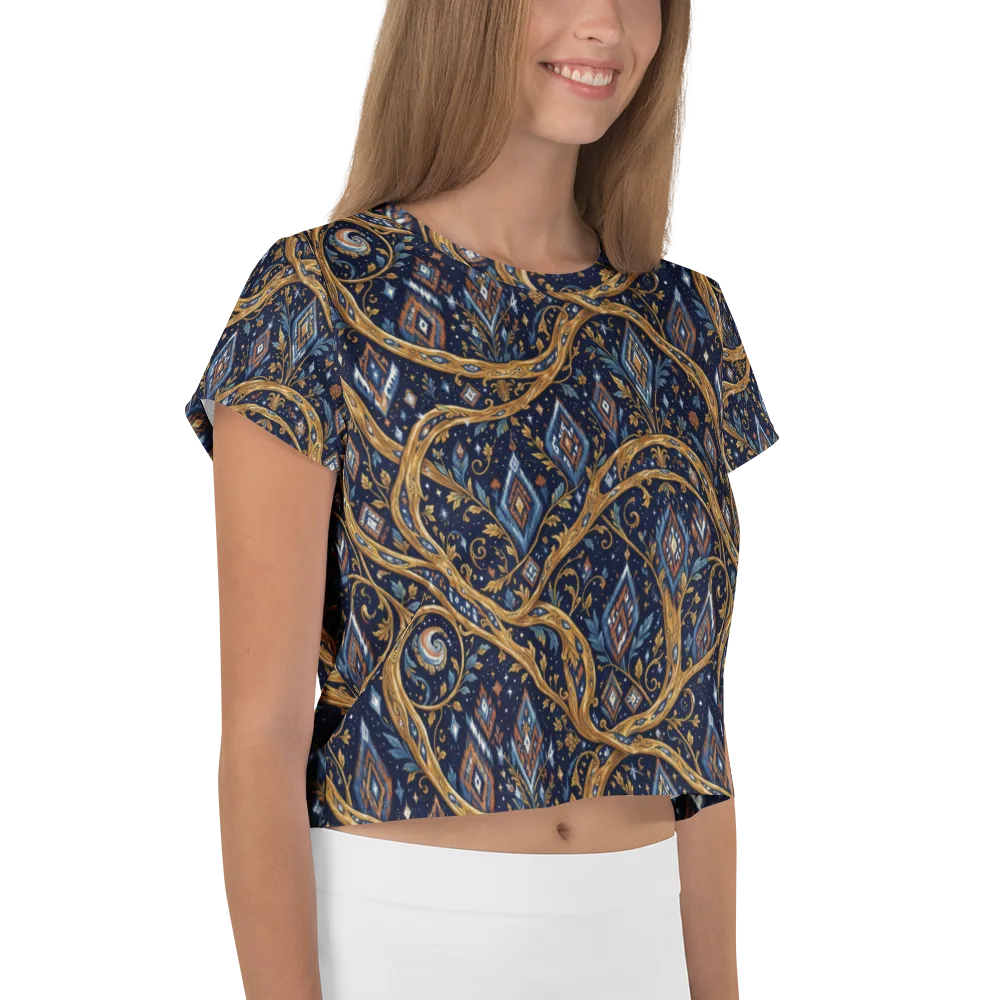 Midnight Gilded Vine on Crop Tee — Right