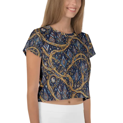 Midnight Gilded Vine on a Crop Tee