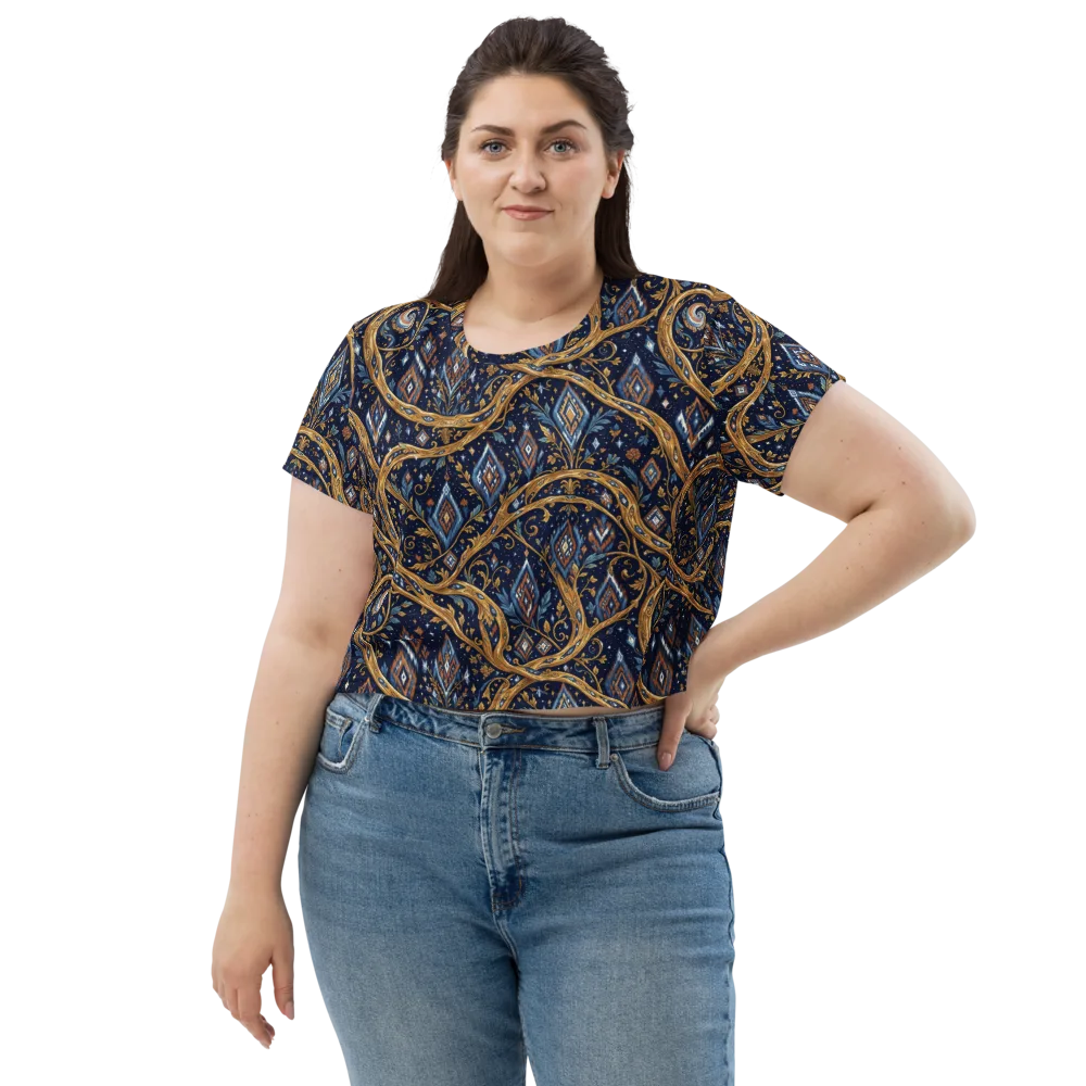Midnight Gilded Vine on Crop Tee — Front