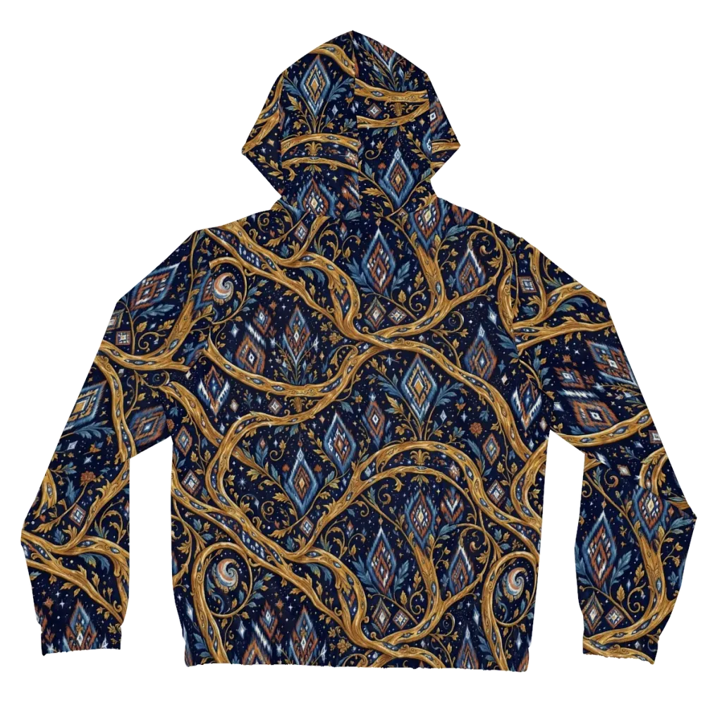 Midnight Gilded Vine on Women's Full-Zip Hoodie — Back