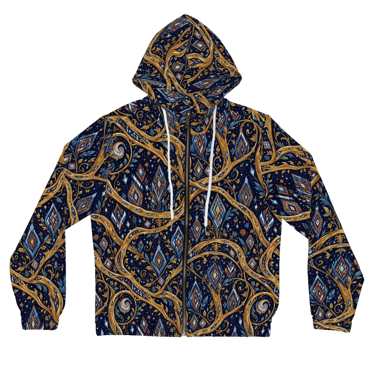 Midnight Gilded Vine on Women's Full-Zip Hoodie — Front