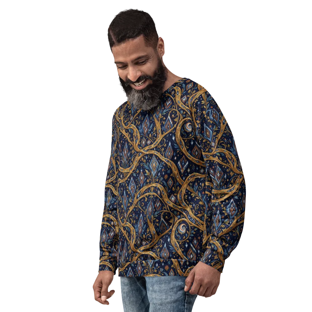 Midnight Gilded Vine on Sweatshirt — Left Front