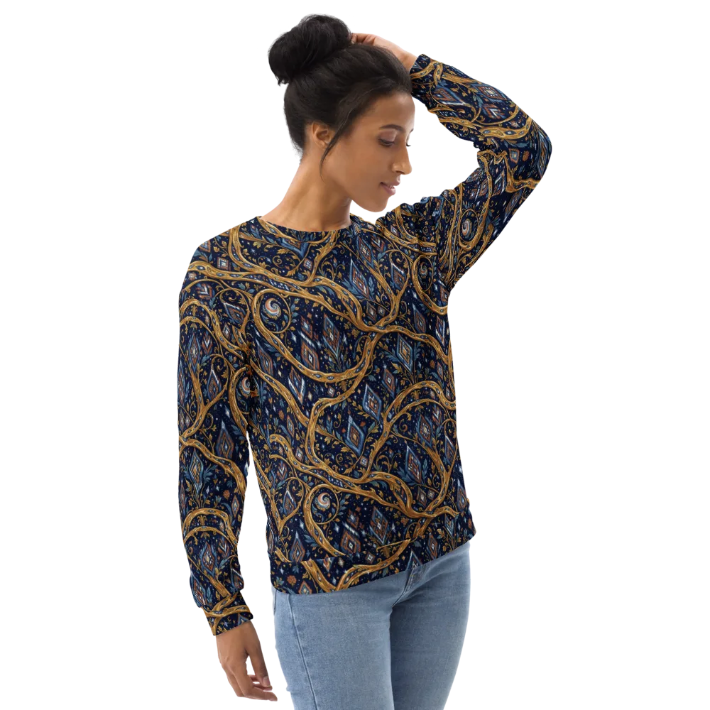 Midnight Gilded Vine on Sweatshirt — Right Front