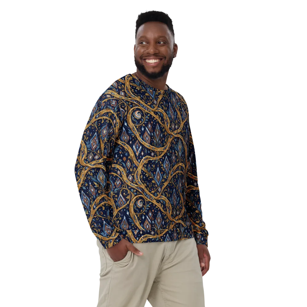 Midnight Gilded Vine on Sweatshirt — Front