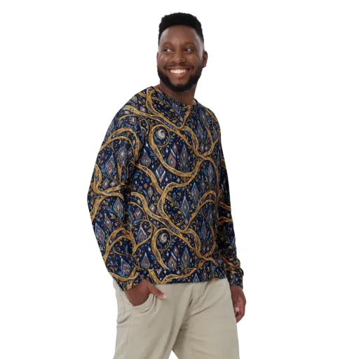Midnight Gilded Vine on a Sweatshirt