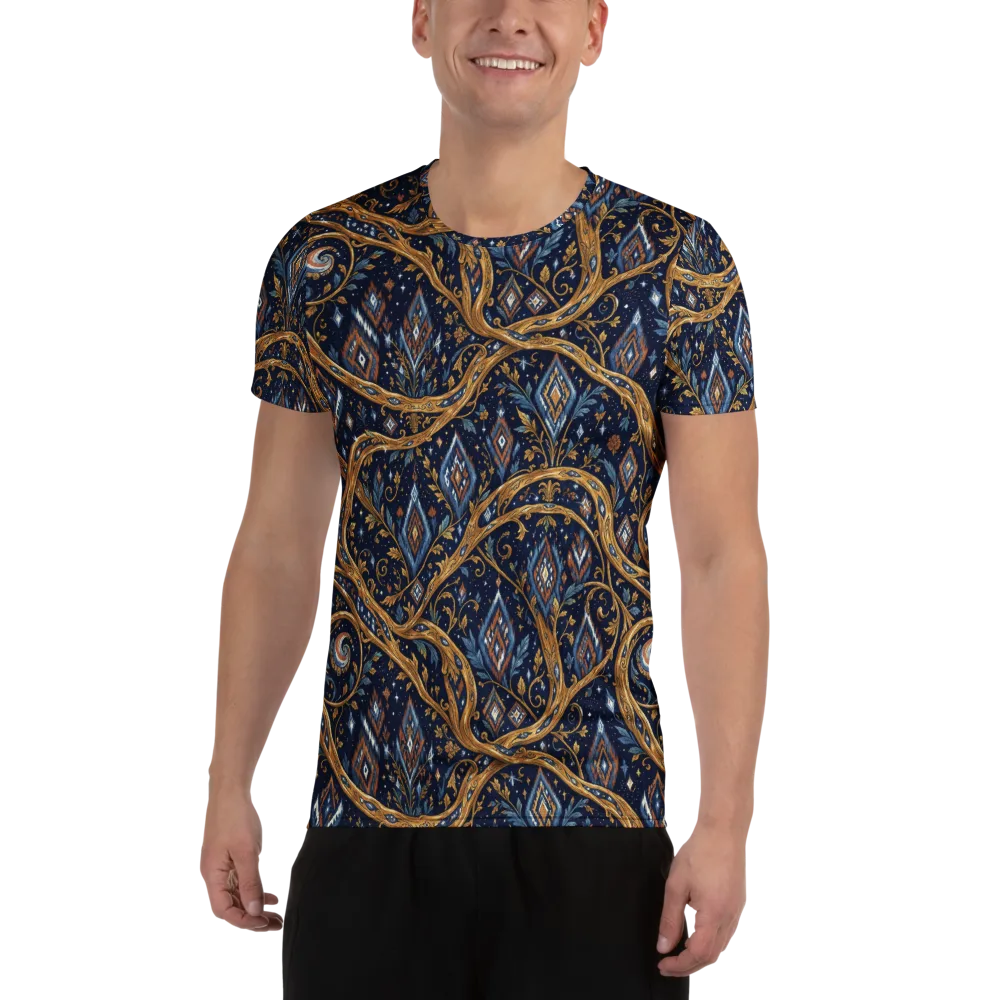 Midnight Gilded Vine on Men's Athletic T-Shirt — Front