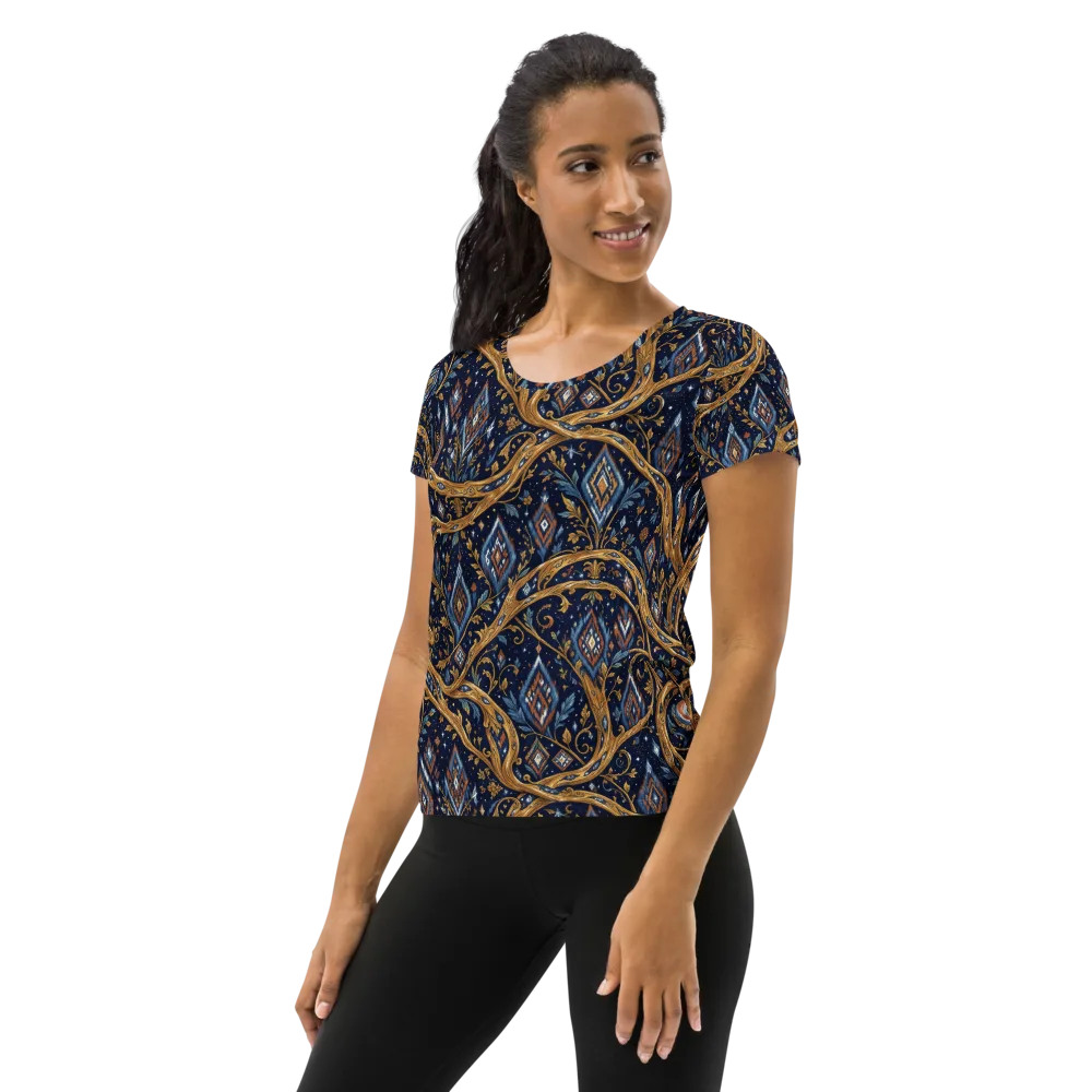 Midnight Gilded Vine on Women's Athletic T-Shirt — Left