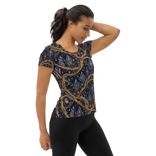 Midnight Gilded Vine on a Women's Athletic T-Shirt