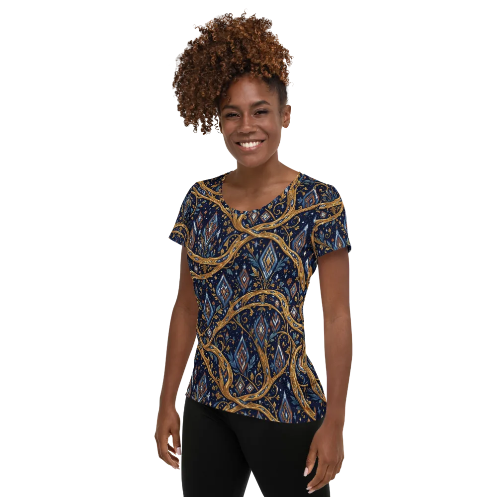 Midnight Gilded Vine on Women's Athletic T-Shirt — Left