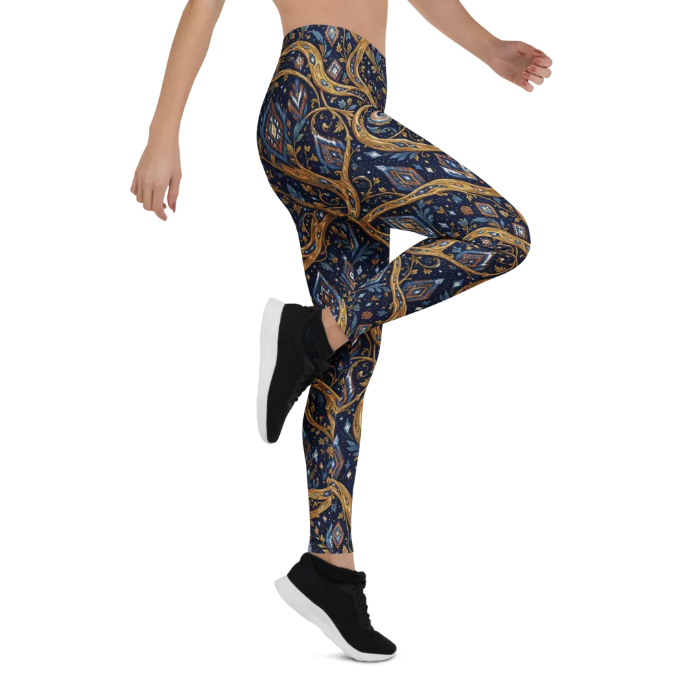 Midnight Gilded Vine on Leggings — Right