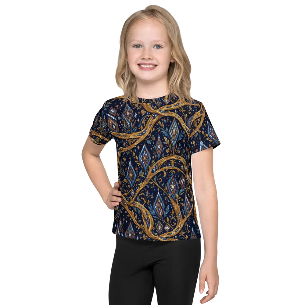 Midnight Gilded Vine on Kids Crew Neck T-Shirt — Front