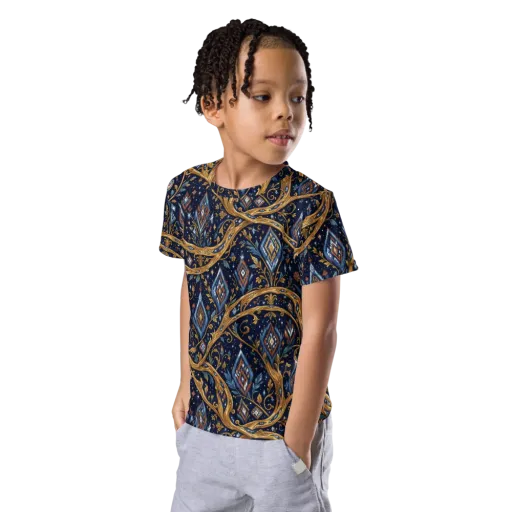 Midnight Gilded Vine on a Kids Crew Neck T-Shirt